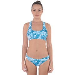 Blue Ocean Wave Texture Cross Back Hipster Bikini Set by Jack14