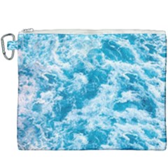 Blue Ocean Wave Texture Canvas Cosmetic Bag (XXXL)