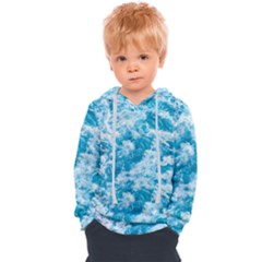 Blue Ocean Wave Texture Kids  Overhead Hoodie