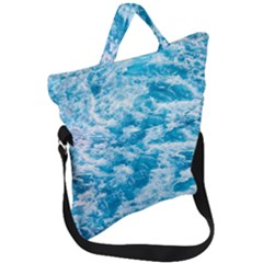 Blue Ocean Wave Texture Fold Over Handle Tote Bag by Jack14