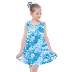 Blue Ocean Wave Texture Kids  Summer Dress