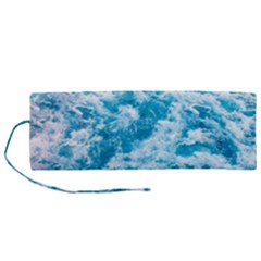 Blue Ocean Wave Texture Roll Up Canvas Pencil Holder (M)