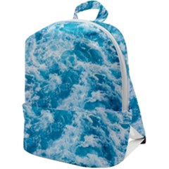 Blue Ocean Wave Texture Zip Up Backpack by Jack14
