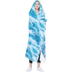 Blue Ocean Wave Texture Wearable Blanket by Jack14