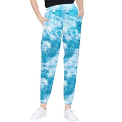 Blue Ocean Wave Texture Women s Tapered Pants