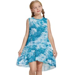 Blue Ocean Wave Texture Kids  Frill Swing Dress by Jack14