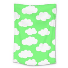 Cute Clouds Green Neon Large Tapestry