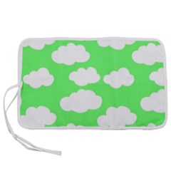 Cute Clouds Green Neon Pen Storage Case (l) by ConteMonfrey