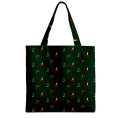 Christmas Green Pattern Background Zipper Grocery Tote Bag by Pakjumat