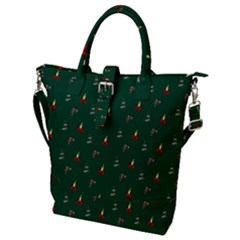Christmas Green Pattern Background Buckle Top Tote Bag by Pakjumat