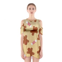 Gingerbread Christmas Time Shoulder Cutout One Piece Dress by Pakjumat