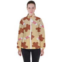 Gingerbread Christmas Time Women s High Neck Windbreaker