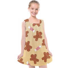 Gingerbread Christmas Time Kids  Cross Back Dress