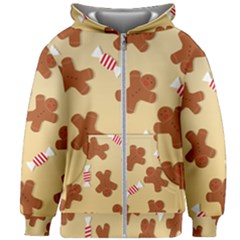 Gingerbread Christmas Time Kids  Zipper Hoodie Without Drawstring