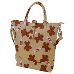 Gingerbread Christmas Time Buckle Top Tote Bag