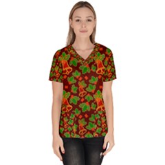 Christmas Pattern Women s V-neck Scrub Top by Pakjumat