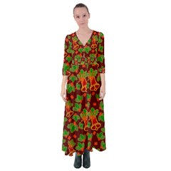 Christmas Wrapping Paper Button Up Maxi Dress