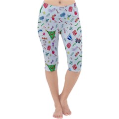 Illustration Christmas Pattern Lightweight Velour Cropped Yoga Leggings