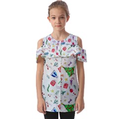 Illustration Christmas Pattern Fold Over Open Sleeve Top by Pakjumat