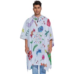 Illustration Christmas Pattern Men s Hooded Rain Ponchos by Pakjumat