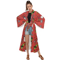 Santa Snowman Gift Holiday Maxi Kimono by Pakjumat