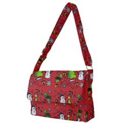 Santa Snowman Gift Holiday Full Print Messenger Bag (l) by Pakjumat