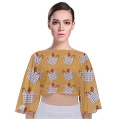 Background Stars Pattern Wallpaper Tie Back Butterfly Sleeve Chiffon Top by Pakjumat