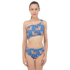 Corgi Patterns Spliced Up Two Piece Swimsuit