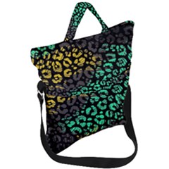 Abstract Geometric Seamless Pattern With Animal Print Fold Over Handle Tote Bag by Amaryn4rt