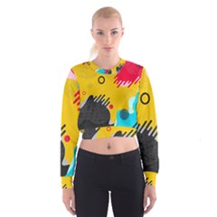 Abstract Colorful Pattern Shape Design Background Cropped Sweatshirt by Amaryn4rt