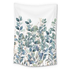 Green And Gold Eucalyptus Leaf Large Tapestry