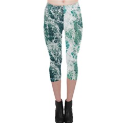 Blue Ocean Waves Capri Leggings  by Jack14