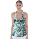 Blue Ocean Waves Tie Back Tankini Top View1