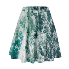 Blue Ocean Waves High Waist Skirt by Jack14