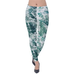 Blue Ocean Waves Velvet Leggings by Jack14