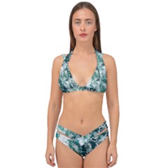 Blue Ocean Waves Double Strap Halter Bikini Set by Jack14