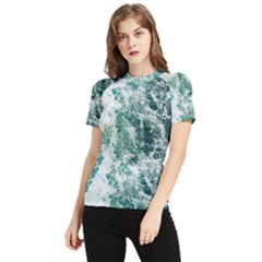 Blue Ocean Waves Women s Short Sleeve Rash Guard by Jack14