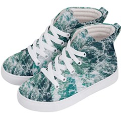 Blue Ocean Waves Kids  Hi-top Skate Sneakers by Jack14