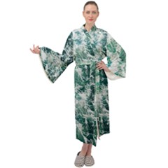Blue Ocean Waves Maxi Velvet Kimono by Jack14