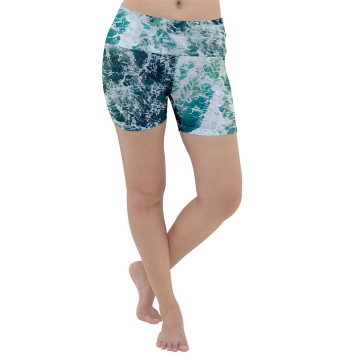 Blue Ocean Waves Lightweight Velour Yoga Shorts