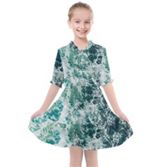 Blue Ocean Waves Kids  All Frills Chiffon Dress by Jack14