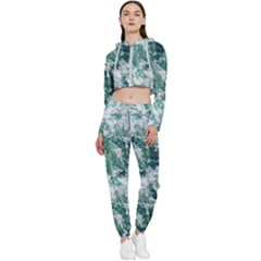 Blue Ocean Waves Cropped Zip Up Lounge Set by Jack14