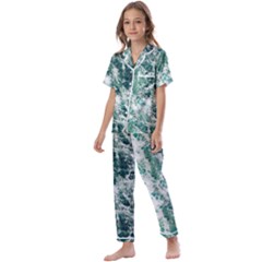 Blue Ocean Waves Kids  Satin Short Sleeve Pajamas Set by Jack14