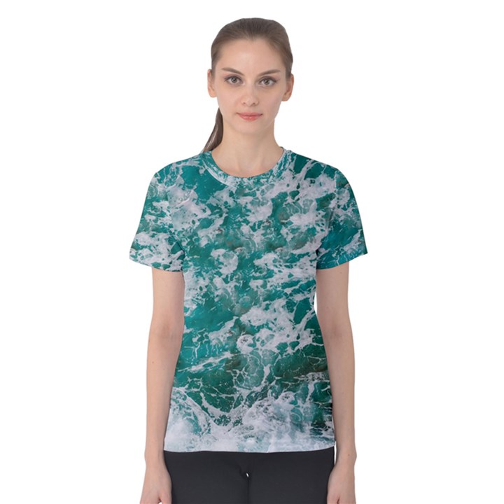 Blue Ocean Waves 2 Women s Cotton T-Shirt