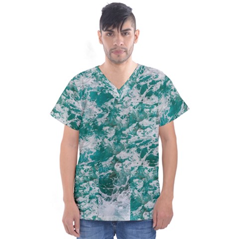 Blue Ocean Waves 2 Men s V-neck Scrub Top by Jack14