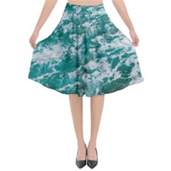 Blue Ocean Waves 2 Flared Midi Skirt by Jack14
