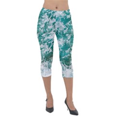 Blue Ocean Waves 2 Lightweight Velour Capri Leggings  by Jack14