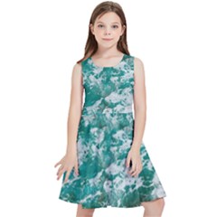 Blue Ocean Waves 2 Kids  Skater Dress by Jack14