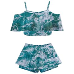 Blue Ocean Waves 2 Kids  Off Shoulder Skirt Bikini by Jack14