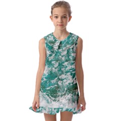 Blue Ocean Waves 2 Kids  Pilgrim Collar Ruffle Hem Dress by Jack14